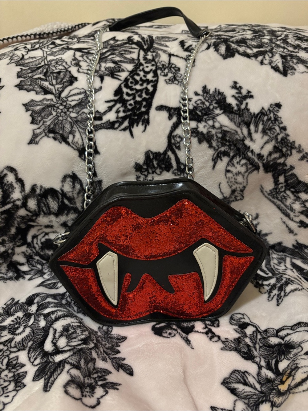 Black and Red Vamp Lip Crossbody Bag
